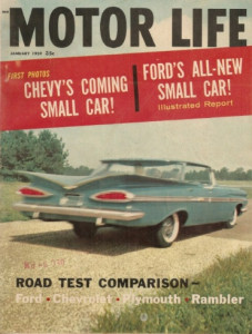 MOTOR LIFE 1959 JAN - FORD V CHEVY V RAMBER V PLYMOUTH,FORD V-8,CORVAIR *